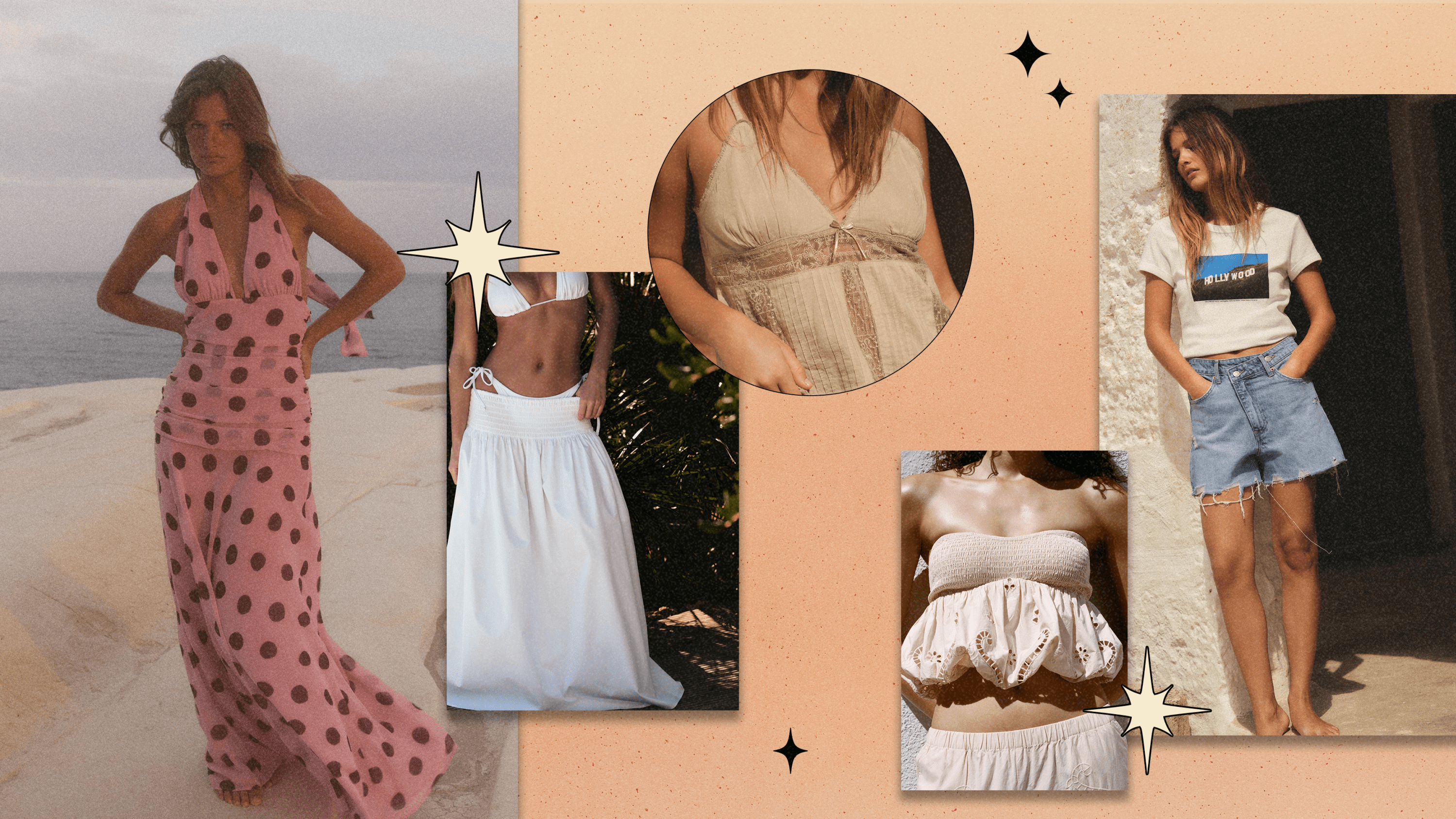 Five models wearing pieces from Zara's summer collection