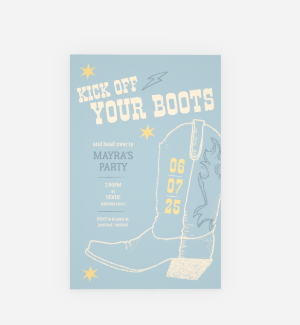 Kick Off Your Boots Invite