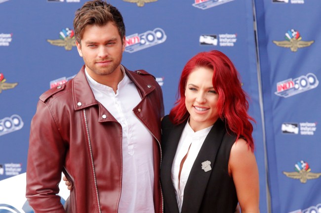 INDIANAPOLIS, IN - MAY 28: Actor Pierson Fodé and DWTS Sharna Burgess pose on the red carpet during the 101st running of the Indianapolis 500 on May 28, 2017, at the Indianapolis Motor Speedway in Indianapolis, Indiana.