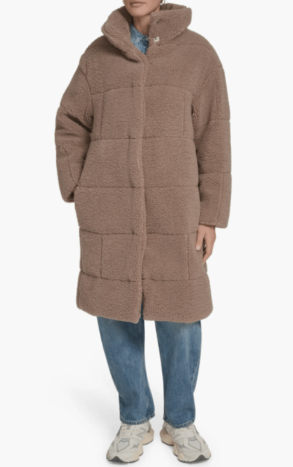 Levi’s Quilted Fleece Long Teddy Coat