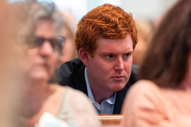 Buster Murdaugh listens during his father Alex Murdaugh's murder trial at the Colleton County Courthouse in Walterboro, South Carolina, on Feb. 16, 2023.