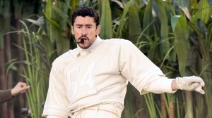 SANTA CLARA, CALIFORNIA - FEBRUARY 08: Bad Bunny performs onstage during the Apple Music Super Bowl LX Halftime Show at Levi's Stadium on February 08, 2026 in Santa Clara, California